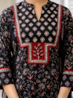 Black color cotton bagru print suit set