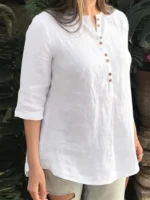 Casual White Pure Cotton Women Top