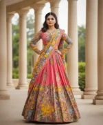 Pink Fully Stiched Printed Kalamkari Lehenga Choli