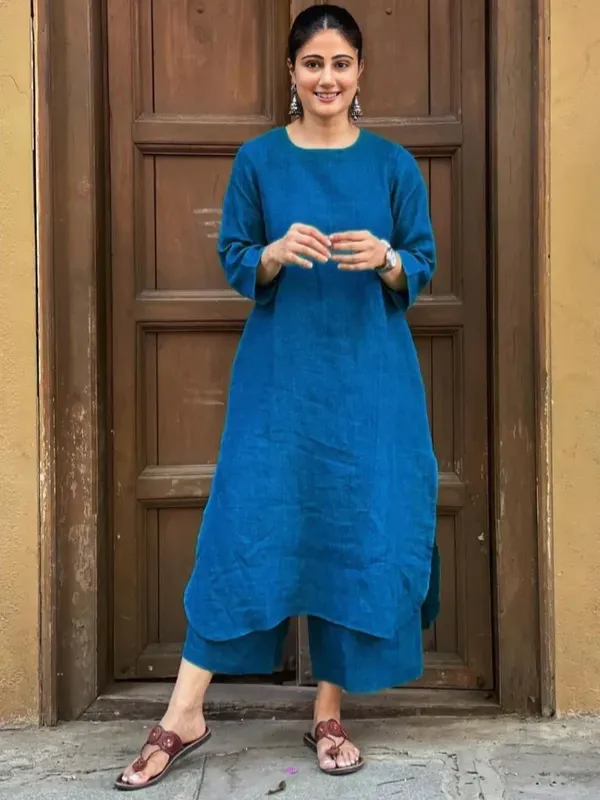 Women's Cotton Kurta pant sets - Blue