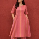 Multicolor Vertical Stripe Coord Set for Women