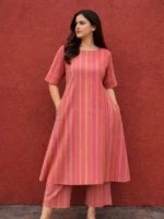 Multicolor Vertical Stripe Coord Set for Women