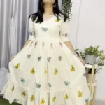 Cotton Middie Dress with Puff Sleeves