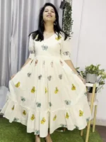 Cotton Middie Dress with Puff Sleeves
