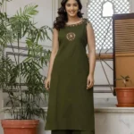 Malachite Green Traditional Cotton kurta with pant