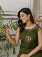 Malachite Green Traditional Cotton kurta with pant
