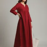Elegant Maroon A-Line Kurta with Matching Pants -Cotton Comfort Wear