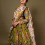 Green Kalmkari Lehenga Set