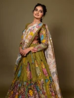 Green Kalmkari Lehenga Set