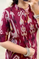 Marron color ikkat printed cotton co ord set