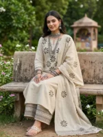 Ivory color cotton embroidery suit set