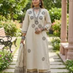 Ivory color cotton embroidery suit set
