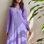 Lavender Georgette Chikankari Embroidery Kurta With Pant & Dupatta