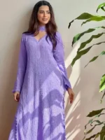Lavender Georgette Chikankari Embroidery Kurta With Pant & Dupatta