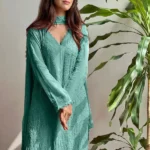 Pastel Teal Georgette Chikankari Embroidery Kurta With Pant & Dupatta