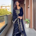 Midnight Velvet Elegance- Embroidered Kurta Set
