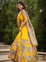 Yellow Fully Stiched Kalamkari Lehenga Choli