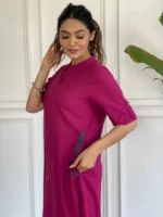 Pink Embroidered Cotton Kurta and Palazzo Set