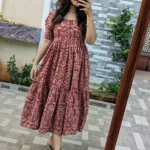 Printed Full Flare Middi Gown