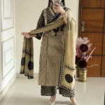 Black and cream color cotton ikkat printed suit