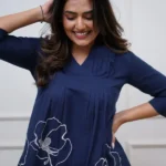 Blue classy decent sober pc summers special cord set in fabric cotton